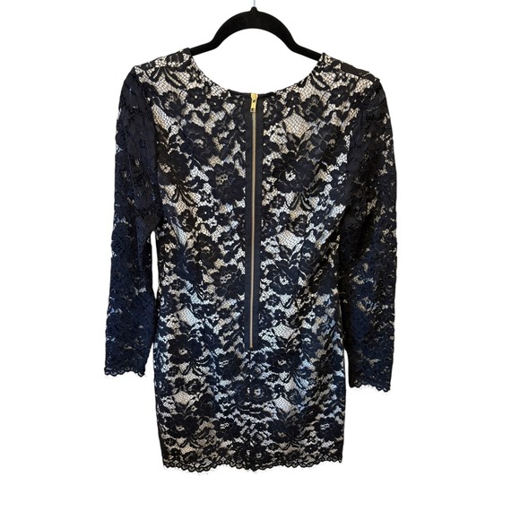 Theory Galician Marique Black Floral Lace White Bodice Long Sleeve Mini Dress -8 - Picture 4 of 10